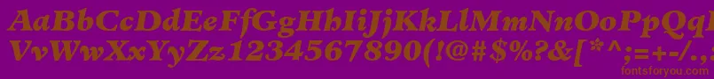 Fonte MinisterLtBlackItalic – fontes marrons em um fundo roxo