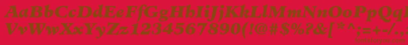 フォントMinisterLtBlackItalic – 赤い背景に茶色の文字