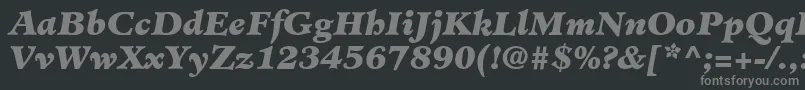 MinisterLtBlackItalic-fontti – harmaat kirjasimet mustalla taustalla