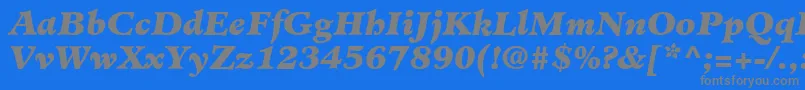 MinisterLtBlackItalic-Schriftart – Graue Schriften auf blauem Hintergrund