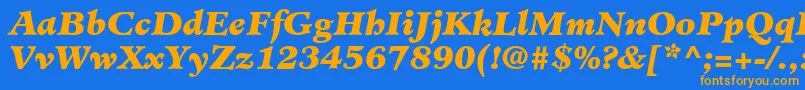 MinisterLtBlackItalic-Schriftart – Orangefarbene Schriften auf blauem Hintergrund