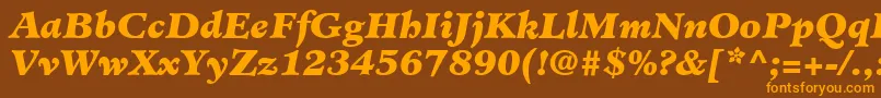 フォントMinisterLtBlackItalic – オレンジ色の文字が茶色の背景にあります。