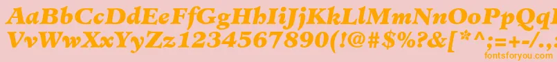 MinisterLtBlackItalic-Schriftart – Orangefarbene Schriften auf rosa Hintergrund