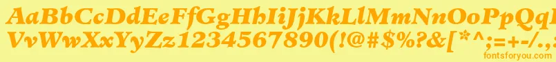 MinisterLtBlackItalic-Schriftart – Orangefarbene Schriften auf gelbem Hintergrund