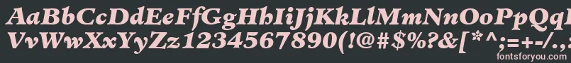 MinisterLtBlackItalic-fontti – vaaleanpunaiset fontit mustalla taustalla