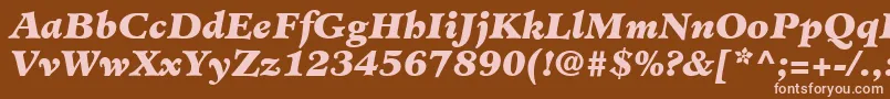 MinisterLtBlackItalic-fontti – vaaleanpunaiset fontit ruskealla taustalla
