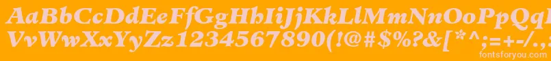 Czcionka MinisterLtBlackItalic – różowe czcionki na pomarańczowym tle