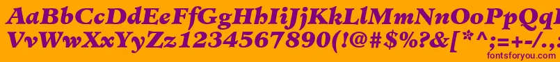 Czcionka MinisterLtBlackItalic – fioletowe czcionki na pomarańczowym tle