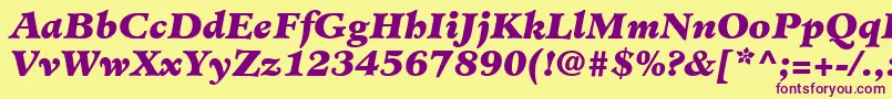 MinisterLtBlackItalic-Schriftart – Violette Schriften auf gelbem Hintergrund