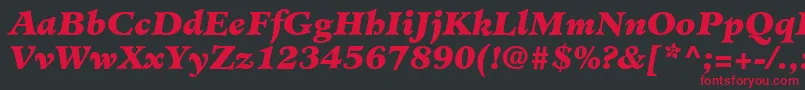 MinisterLtBlackItalic-fontti – punaiset fontit mustalla taustalla