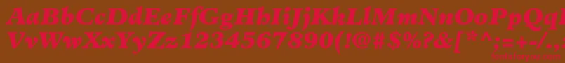 MinisterLtBlackItalic-fontti – punaiset fontit ruskealla taustalla