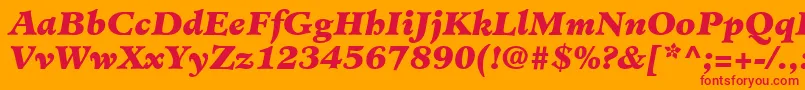 MinisterLtBlackItalic-Schriftart – Rote Schriften auf orangefarbenem Hintergrund