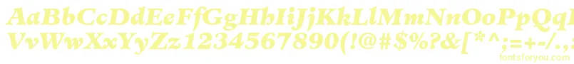 MinisterLtBlackItalic-Schriftart – Gelbe Schriften auf weißem Hintergrund