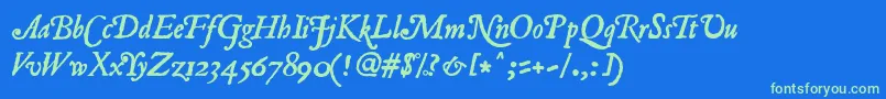 RomanAntiqueItalic Font – Green Fonts on Blue Background