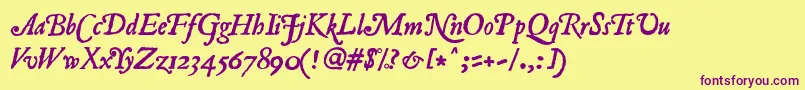 RomanAntiqueItalic Font – Purple Fonts on Yellow Background