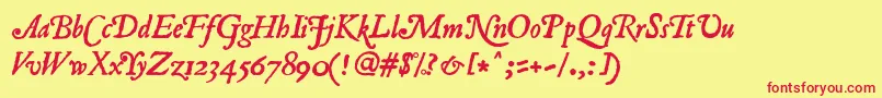 フォントRomanAntiqueItalic – 赤い文字の黄色い背景