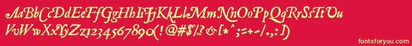 Fonte RomanAntiqueItalic – fontes amarelas em um fundo vermelho