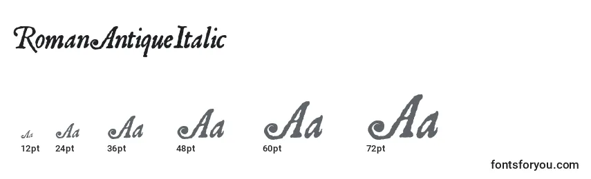 Размеры шрифта RomanAntiqueItalic