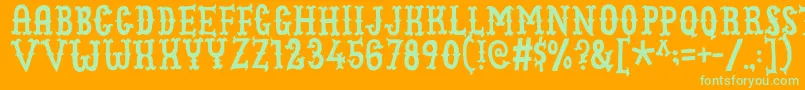 Fonte Cowboyjunkdemo – fontes verdes em um fundo laranja