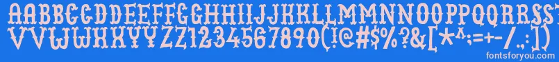 Cowboyjunkdemoフォントについての詳細 フォントCowboyjunkdemo – ピンクの文字、青い背景