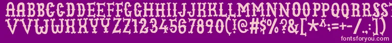 Weitere Informationen zur Cowboyjunkdemo-Schriftart Cowboyjunkdemo-Schriftart – Rosa Schriften auf violettem Hintergrund