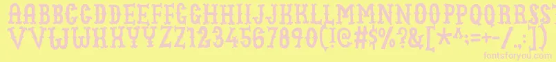 Cowboyjunkdemo-Schriftart – Rosa Schriften auf gelbem Hintergrund