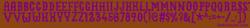 Cowboyjunkdemo-Schriftart – Violette Schriften auf braunem Hintergrund