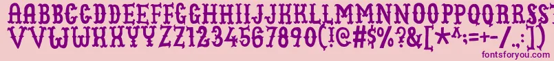 Cowboyjunkdemo-Schriftart – Violette Schriften auf rosa Hintergrund