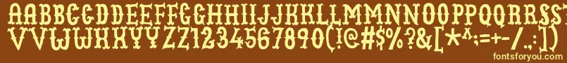 Подробнее о шрифте Cowboyjunkdemo Шрифт Cowboyjunkdemo – жёлтые шрифты на коричневом фоне