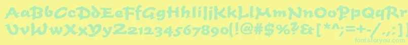 TiogascriptBoldRegular Font – Green Fonts on Yellow Background