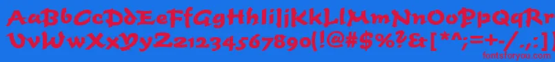 TiogascriptBoldRegular Font – Red Fonts on Blue Background