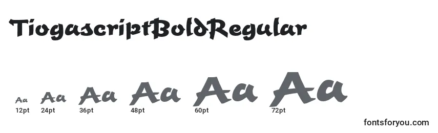 Размеры шрифта TiogascriptBoldRegular