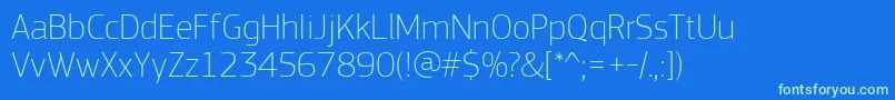 Шрифт PfsquaresansproThin – зелёные шрифты на синем фоне