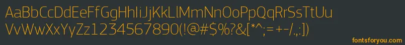 PfsquaresansproThin-Schriftart – Orangefarbene Schriften auf schwarzem Hintergrund