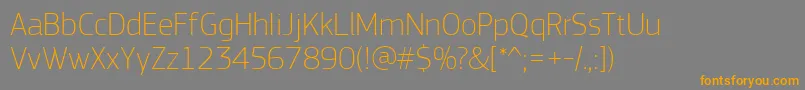 Więcej informacji o czcionce PfsquaresansproThin Czcionka PfsquaresansproThin – pomarańczowe czcionki na szarym tle