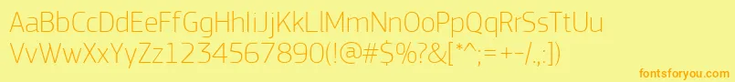 Шрифт PfsquaresansproThin – оранжевые шрифты на жёлтом фоне
