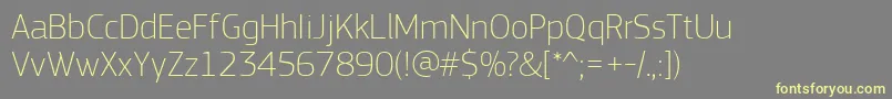 フォントPfsquaresansproThin – 黄色のフォント、灰色の背景