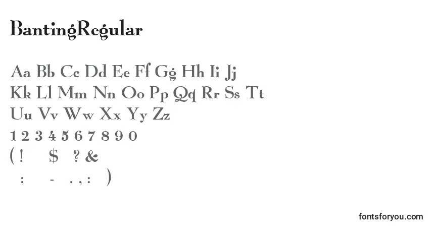 Schriftart BantingRegular – Alphabet, Zahlen, spezielle Symbole