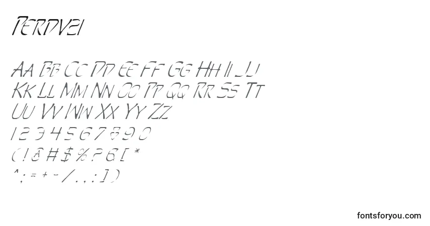A fonte Perdv2i – alfabeto, números, caracteres especiais