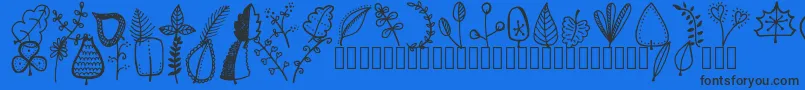 Tanaesteldoodleleaves01Regular Font – Black Fonts on Blue Background