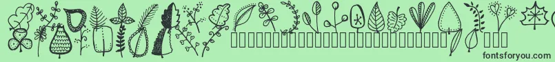 Tanaesteldoodleleaves01Regular Font – Black Fonts on Green Background