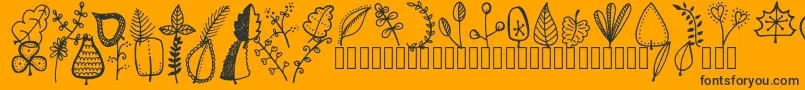 Tanaesteldoodleleaves01Regular Font – Black Fonts on Orange Background