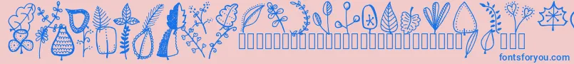 Tanaesteldoodleleaves01Regular Font – Blue Fonts on Pink Background