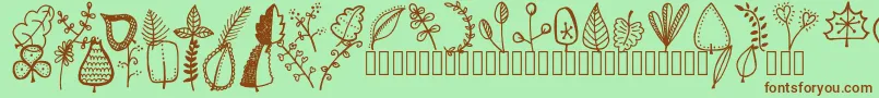 Tanaesteldoodleleaves01Regular Font – Brown Fonts on Green Background