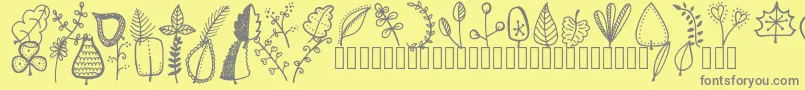 Tanaesteldoodleleaves01Regular Font – Gray Fonts on Yellow Background