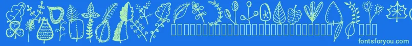 Tanaesteldoodleleaves01Regular Font – Green Fonts on Blue Background