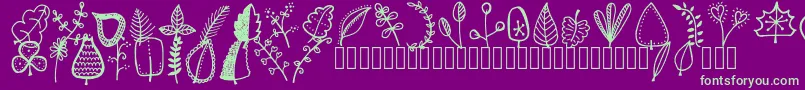 Tanaesteldoodleleaves01Regular Font – Green Fonts on Purple Background