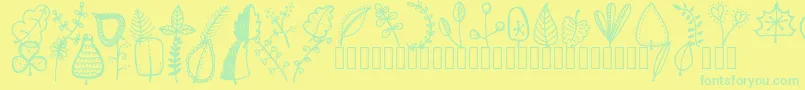 Tanaesteldoodleleaves01Regular Font – Green Fonts on Yellow Background