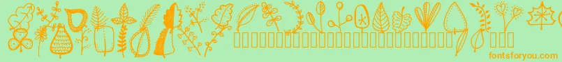 Tanaesteldoodleleaves01Regular Font – Orange Fonts on Green Background