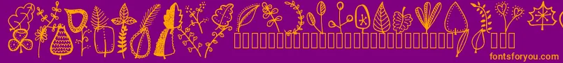 Tanaesteldoodleleaves01Regular Font – Orange Fonts on Purple Background